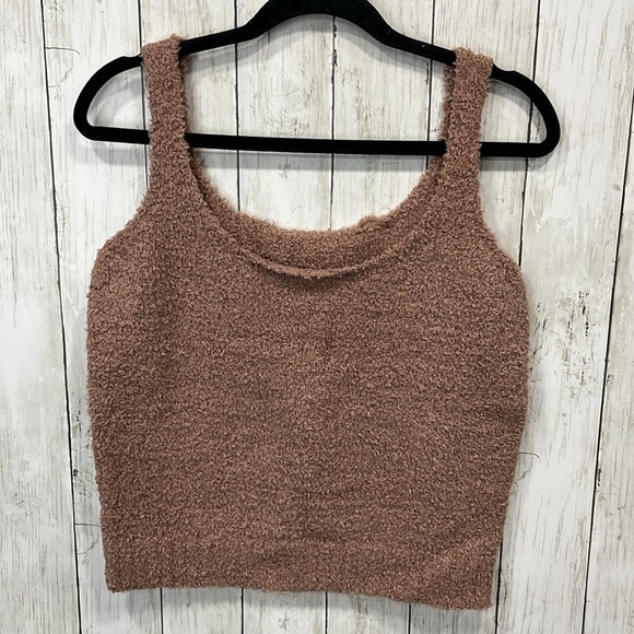 Skims Cozy Sherpa Fleece Crop Tank Rose Clay Brown Size 2X/3X FLAWED - Picture 4 of 5